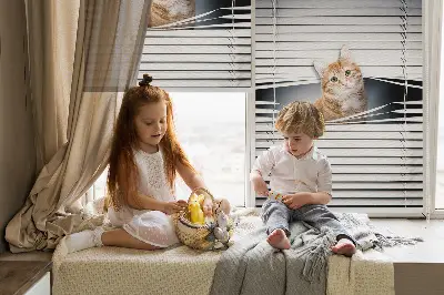 Estores de rolo blackout para porta de varanda Gato ruivo