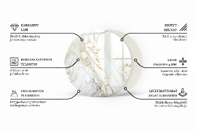 Tampo de mesa redondo Veios sutis de mármore