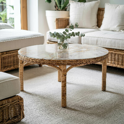 Tampo de mesa redondo Veios sutis de mármore