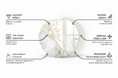 Tampo de mesa redondo Veios sutis de mármore