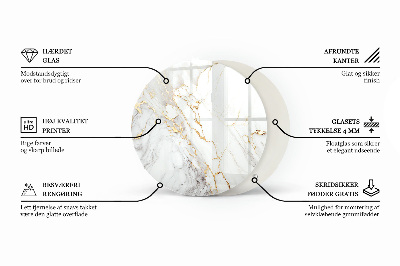 Tampo de mesa redondo Veios sutis de mármore