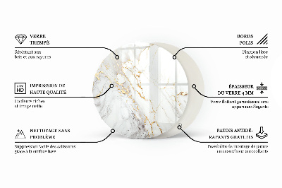 Tampo para mesa redondo Mármore com veios delicados