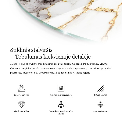 Tampo para mesa redondo Mármore com veios delicados