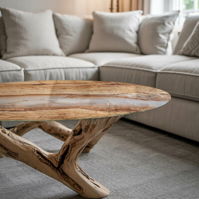 Tampo para mesa redondo Madeira em harmonia com resina