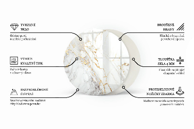 Tampo de mesa redondo Veios de mármore no design