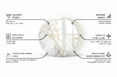 Tampo de mesa redondo Veios de mármore no design