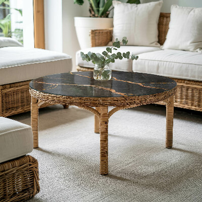 Tampo de mesa redondo Veios de mármore no design