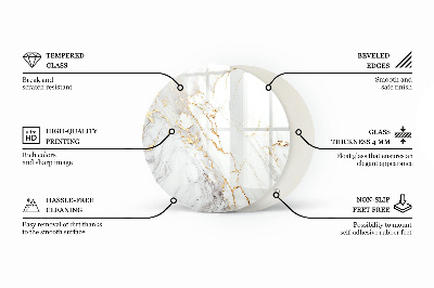 Tampo de mesa redondo Veios de mármore no design