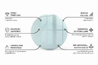 Tampo de mesa redondo transparente