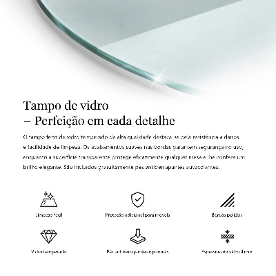 Tampo de mesa redondo transparente