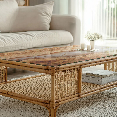 Tampo decorativo para mesa Madeira em harmonia com resina