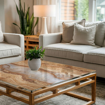 Tampo decorativo para mesa Madeira em harmonia com resina