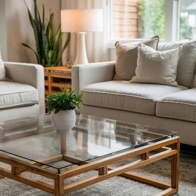 Tampo de vidro retangular transparente