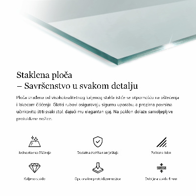 Tampo de vidro retangular transparente