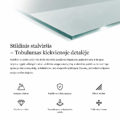 Tampo de vidro retangular transparente