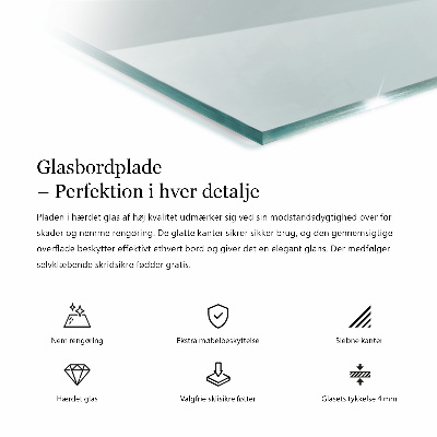 Tampo de vidro retangular transparente