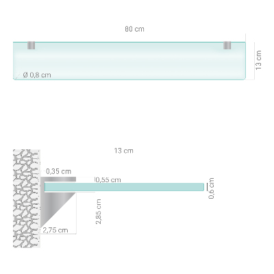 Estante em vidro de parede Semitransparente