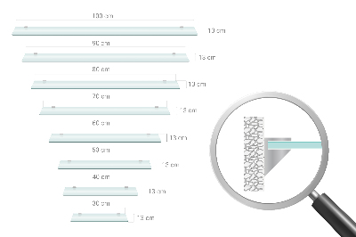 Estante em vidro de parede Semitransparente