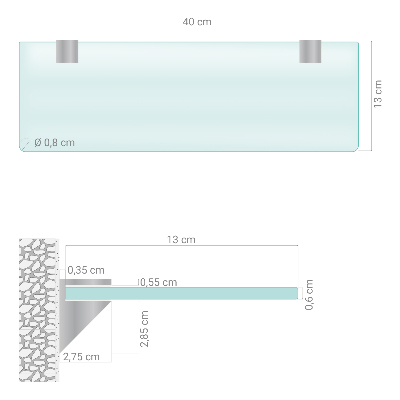 Estante em vidro de parede Semitransparente