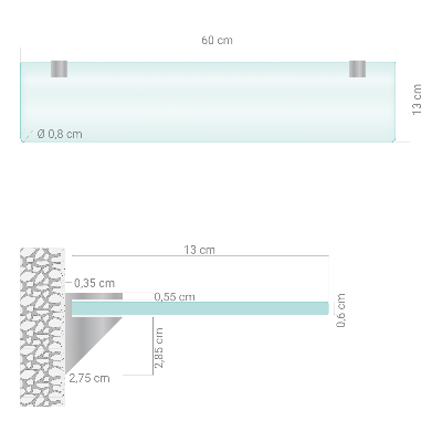 Estante em vidro de parede Semitransparente