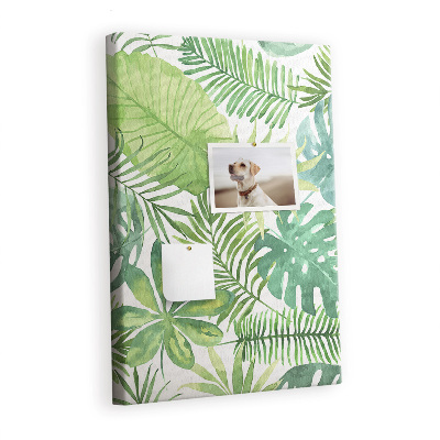 Lousa de cortiça Folhas de floresta em aquarela