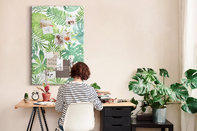 Lousa de cortiça Folhas de floresta em aquarela