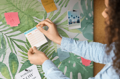 Lousa de cortiça Folhas de floresta em aquarela
