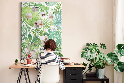 Lousa de cortiça Folhas de floresta em aquarela