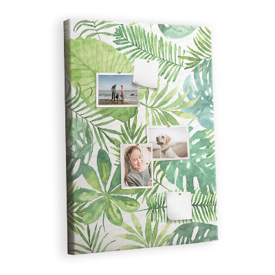 Lousa de cortiça Folhas de floresta em aquarela