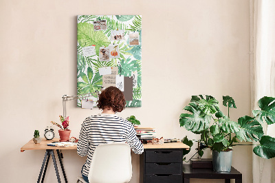 Lousa de cortiça Folhas de floresta em aquarela