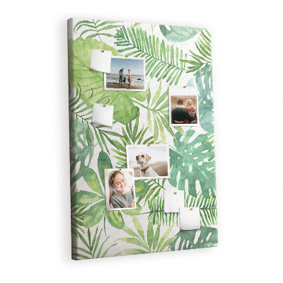 Lousa de cortiça Folhas de floresta em aquarela