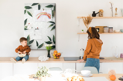 Lousa de cortiça Moldura de folhas verdes