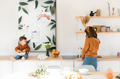 Lousa de cortiça Moldura de folhas verdes