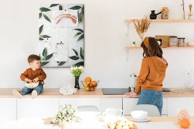 Lousa de cortiça Moldura de folhas verdes