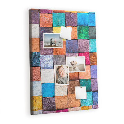 Quadro de cortiça Cubos de madeira coloridos