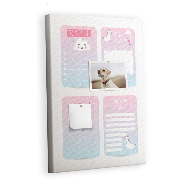 Lousa de cortiça Planejador de unicórnio