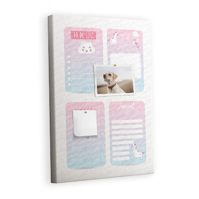 Lousa de cortiça Planejador de unicórnio