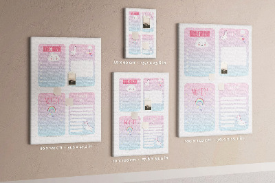 Lousa de cortiça Planejador de unicórnio