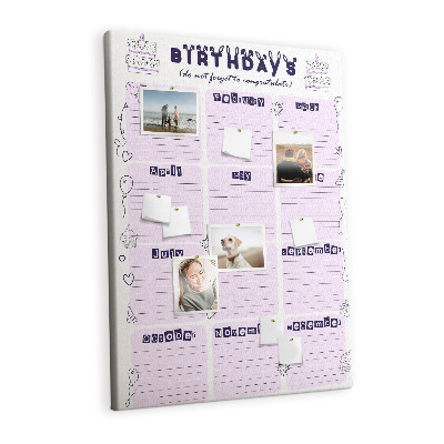 Lousa de cortiça Planejador de aniversário