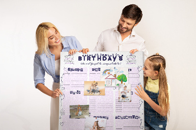 Lousa de cortiça Planejador de aniversário