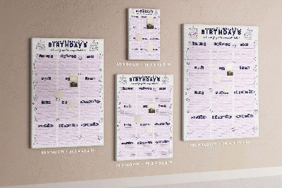 Lousa de cortiça Planejador de aniversário