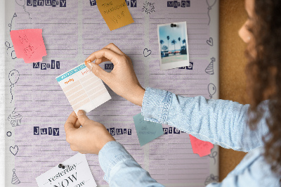 Lousa de cortiça Planejador de aniversário