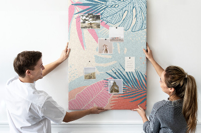 Painel de cortiça para parede Folhas pastel