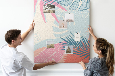 Painel de cortiça para parede Folhas pastel