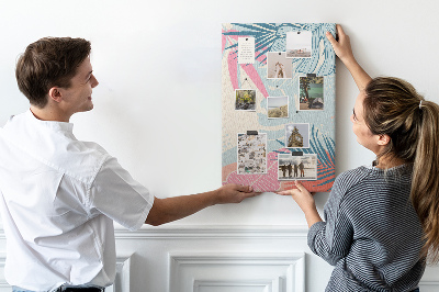 Painel de cortiça para parede Folhas pastel