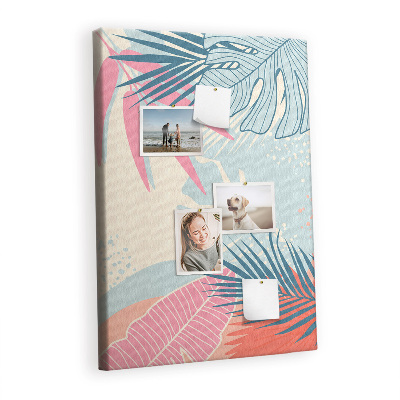 Painel de cortiça para parede Folhas pastel