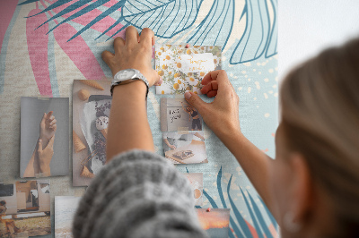 Painel de cortiça para parede Folhas pastel