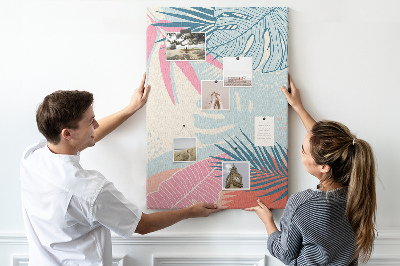 Painel de cortiça para parede Folhas pastel