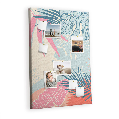 Painel de cortiça para parede Folhas pastel