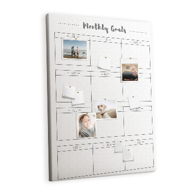 Quadro de cortiça Metas mensais